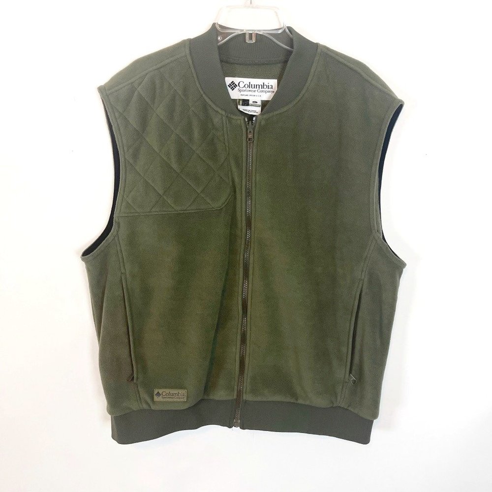 Columbia Men's Green Sleeveless Full Zip Vest with Pockets Size XL